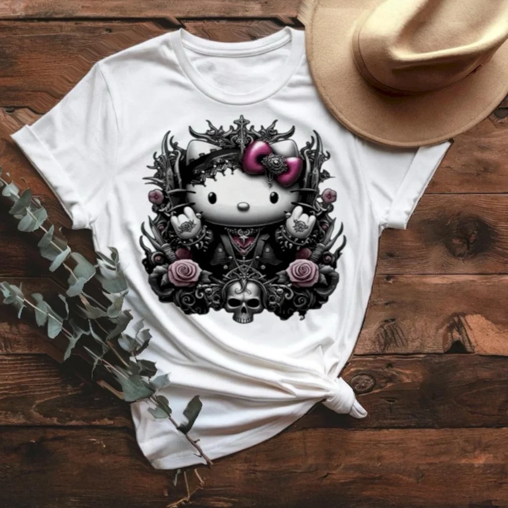 Hello Kitty White Gothic T-Shirts
